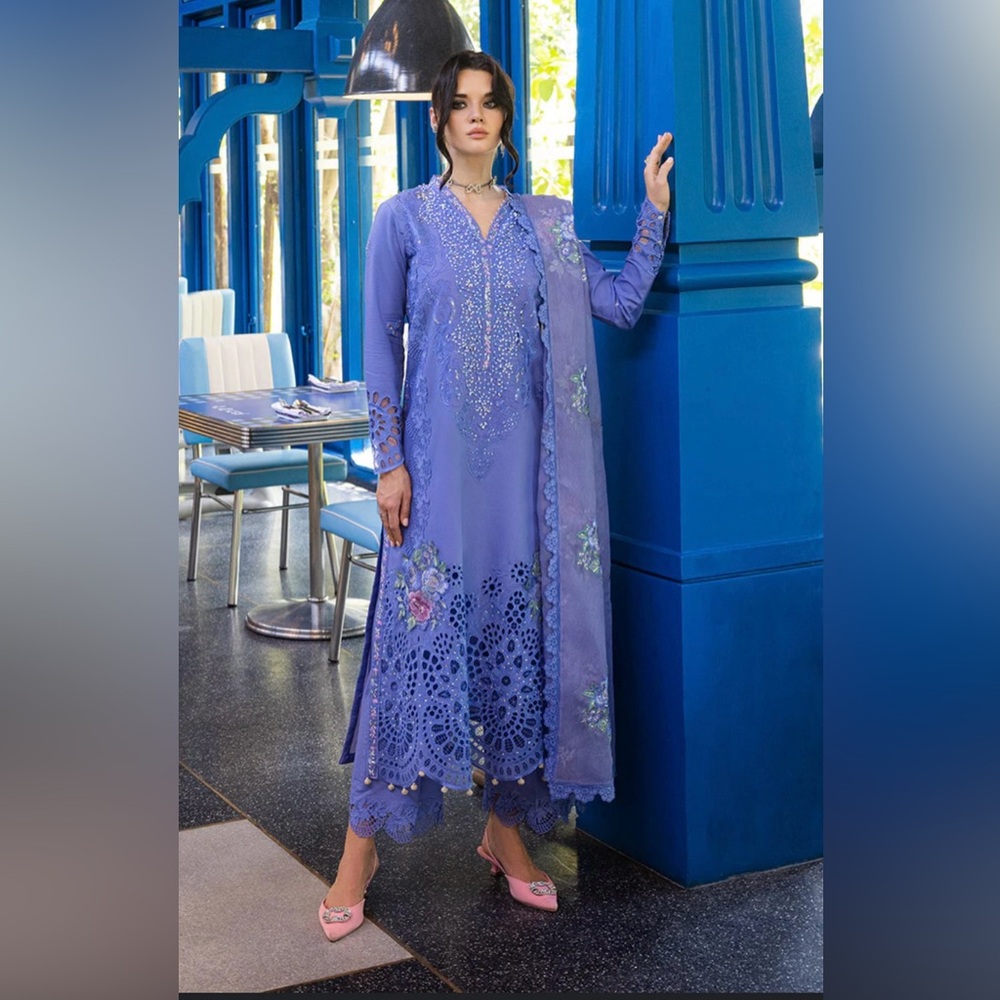 Elegant Purple Embroidered Dress with Dupatta